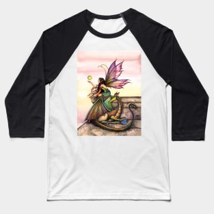 Dragons Orbs Fairy and Dragon Art by Molly Harrison Baseball T-Shirt